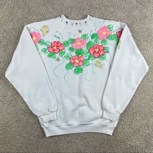 Vintage flowers white grandma crewneck sweatshirt